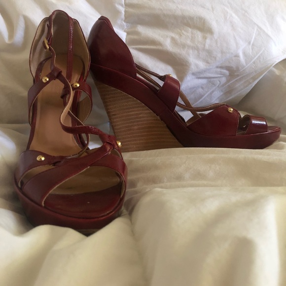 Deep red MaxMara wedges, size 8 - Picture 3 of 6